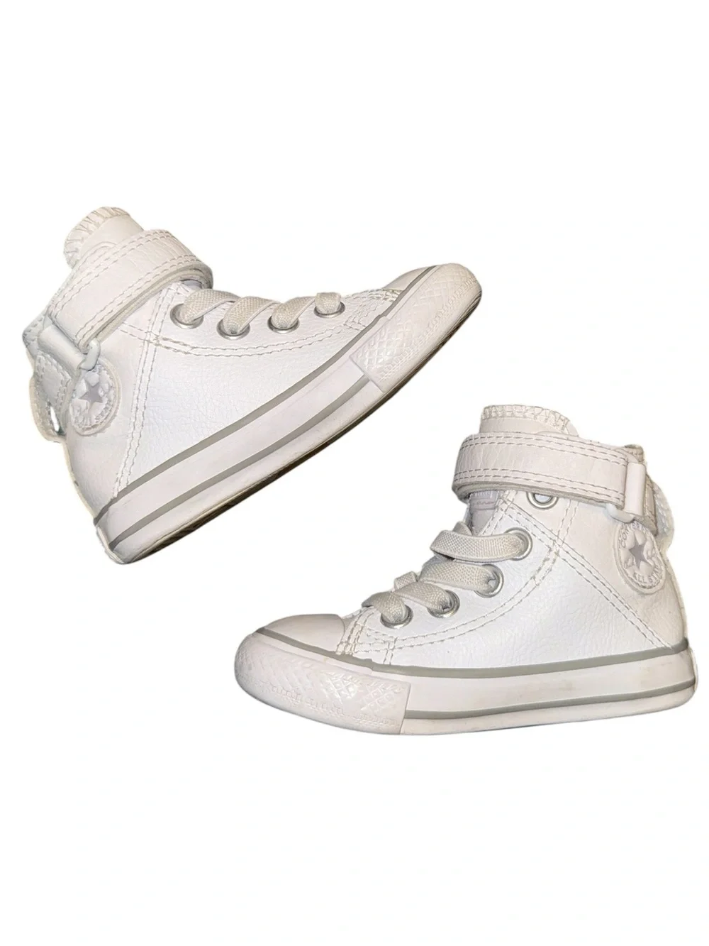 Converse Unisex Brea Toddler White High-Top Sneakers with Strap, Chuck taylor